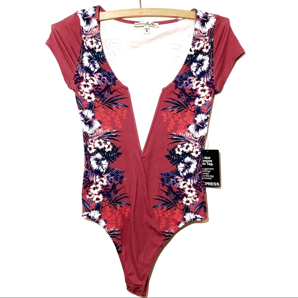 NWT Express One Eleven Floral Bodysuit Thong